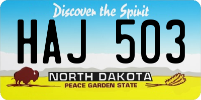 ND license plate HAJ503