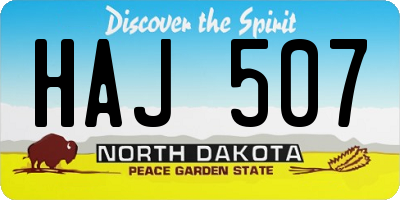 ND license plate HAJ507