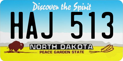 ND license plate HAJ513