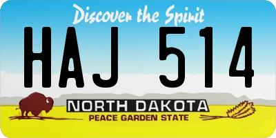 ND license plate HAJ514