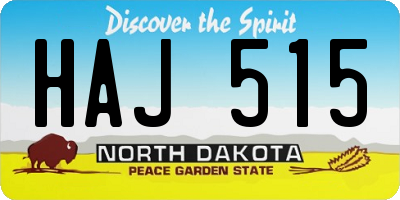 ND license plate HAJ515