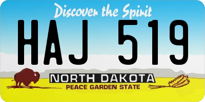 ND license plate HAJ519