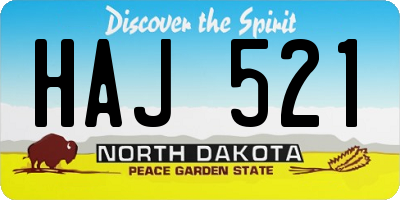 ND license plate HAJ521