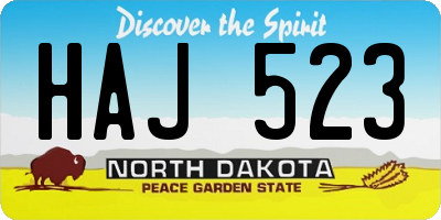 ND license plate HAJ523