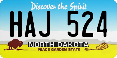 ND license plate HAJ524