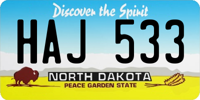 ND license plate HAJ533