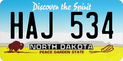 ND license plate HAJ534