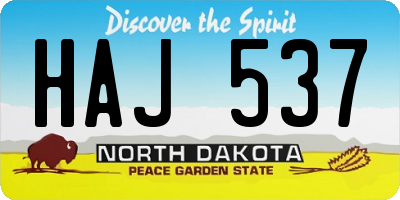 ND license plate HAJ537