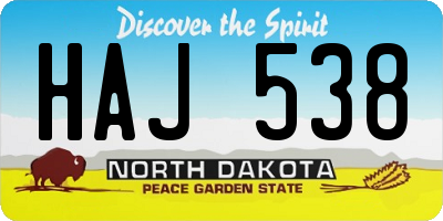 ND license plate HAJ538