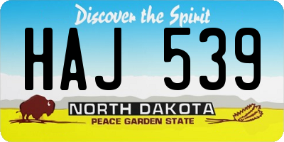 ND license plate HAJ539