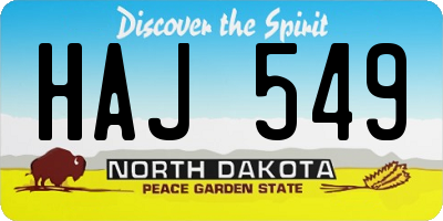 ND license plate HAJ549