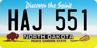 ND license plate HAJ551