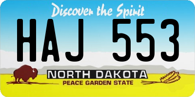 ND license plate HAJ553