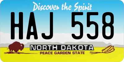 ND license plate HAJ558