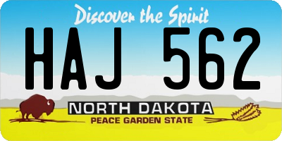 ND license plate HAJ562