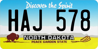 ND license plate HAJ578