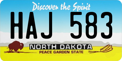 ND license plate HAJ583