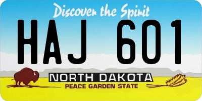 ND license plate HAJ601