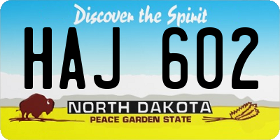 ND license plate HAJ602