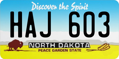 ND license plate HAJ603