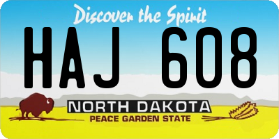 ND license plate HAJ608