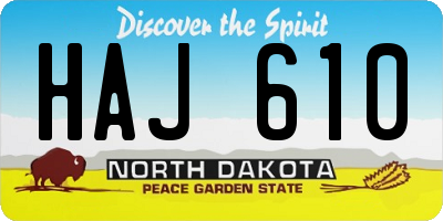 ND license plate HAJ610