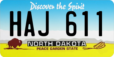 ND license plate HAJ611