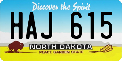 ND license plate HAJ615