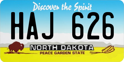 ND license plate HAJ626