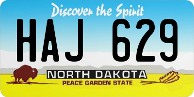 ND license plate HAJ629