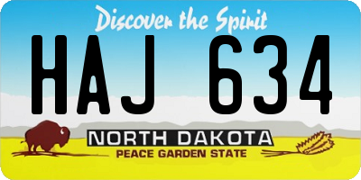 ND license plate HAJ634