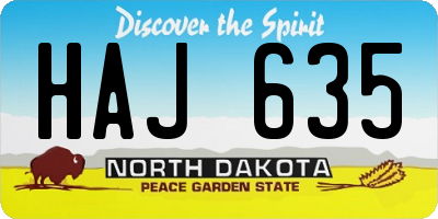 ND license plate HAJ635