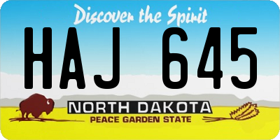 ND license plate HAJ645