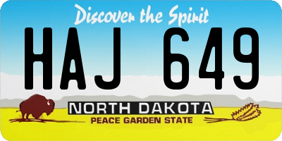 ND license plate HAJ649