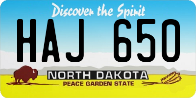 ND license plate HAJ650