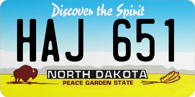 ND license plate HAJ651