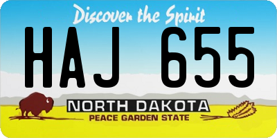 ND license plate HAJ655