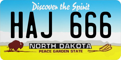 ND license plate HAJ666