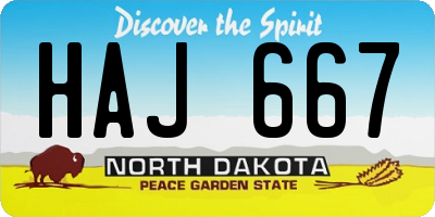 ND license plate HAJ667