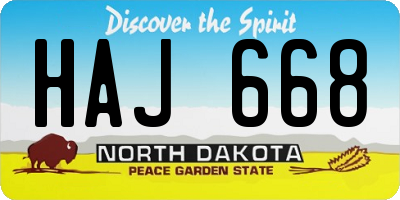 ND license plate HAJ668