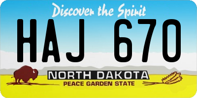 ND license plate HAJ670