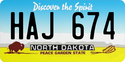 ND license plate HAJ674