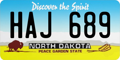 ND license plate HAJ689