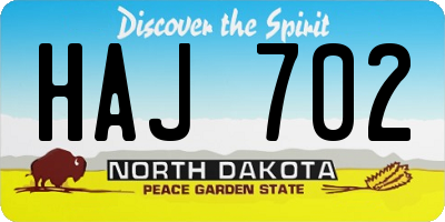 ND license plate HAJ702