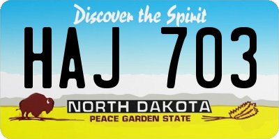 ND license plate HAJ703