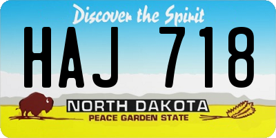 ND license plate HAJ718