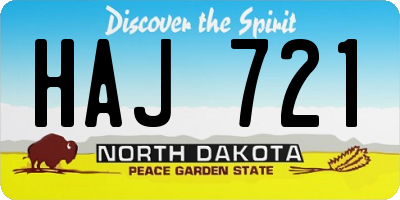 ND license plate HAJ721