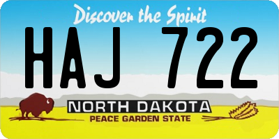 ND license plate HAJ722