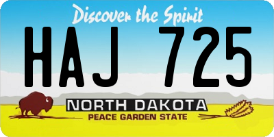 ND license plate HAJ725