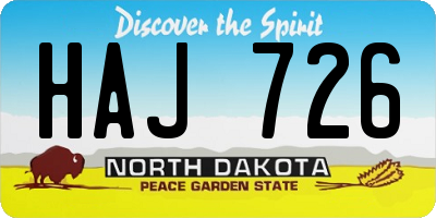 ND license plate HAJ726